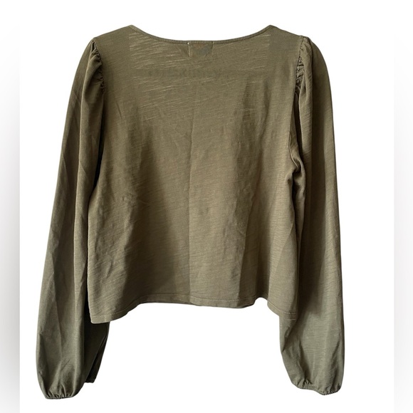 Nation LTD Olive Green Long Sleeve Blouse with Button Detailing Medium - Picture 2 of 5